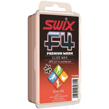 Swix F4 Premium Warm Rub On Glide Wax with Cork - 60g