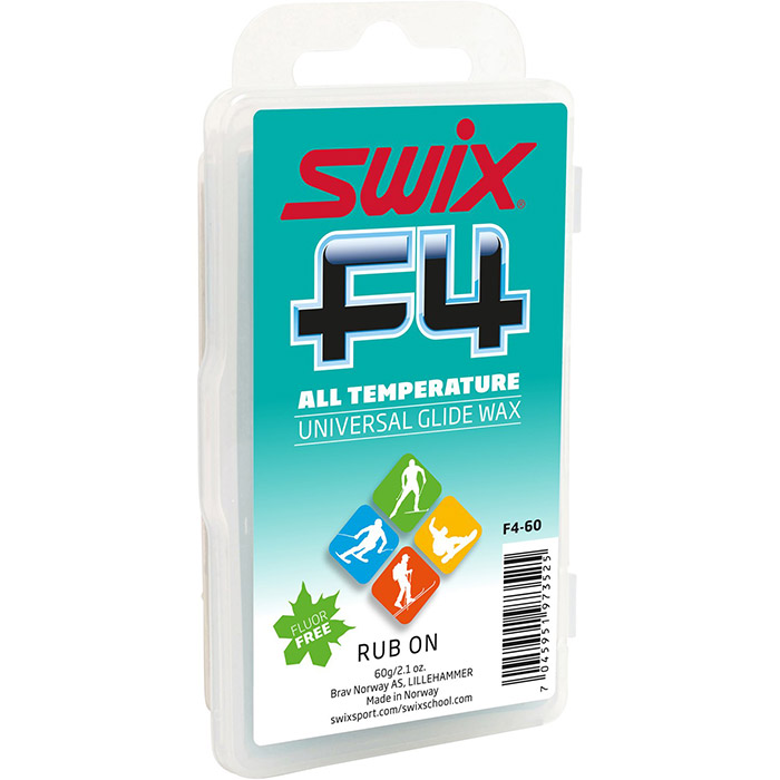 Swix F4 All Termperature Universal Rub On Glide Wax with Cork - 60g