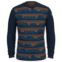 Smartwool Classic Thermal Merino Base Layer Crew Top - Men's Deep Navy Geo Peaks image 1
